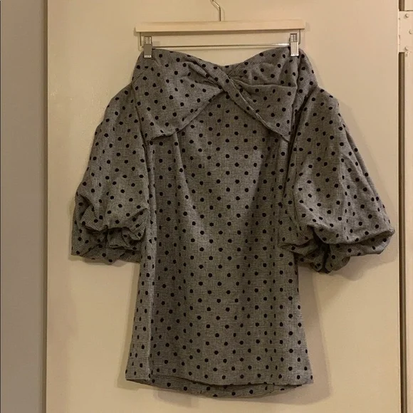 urban outfitters brown polka dot dress Kassie Off Shoulder Dress - Chocolate Brown main image 1